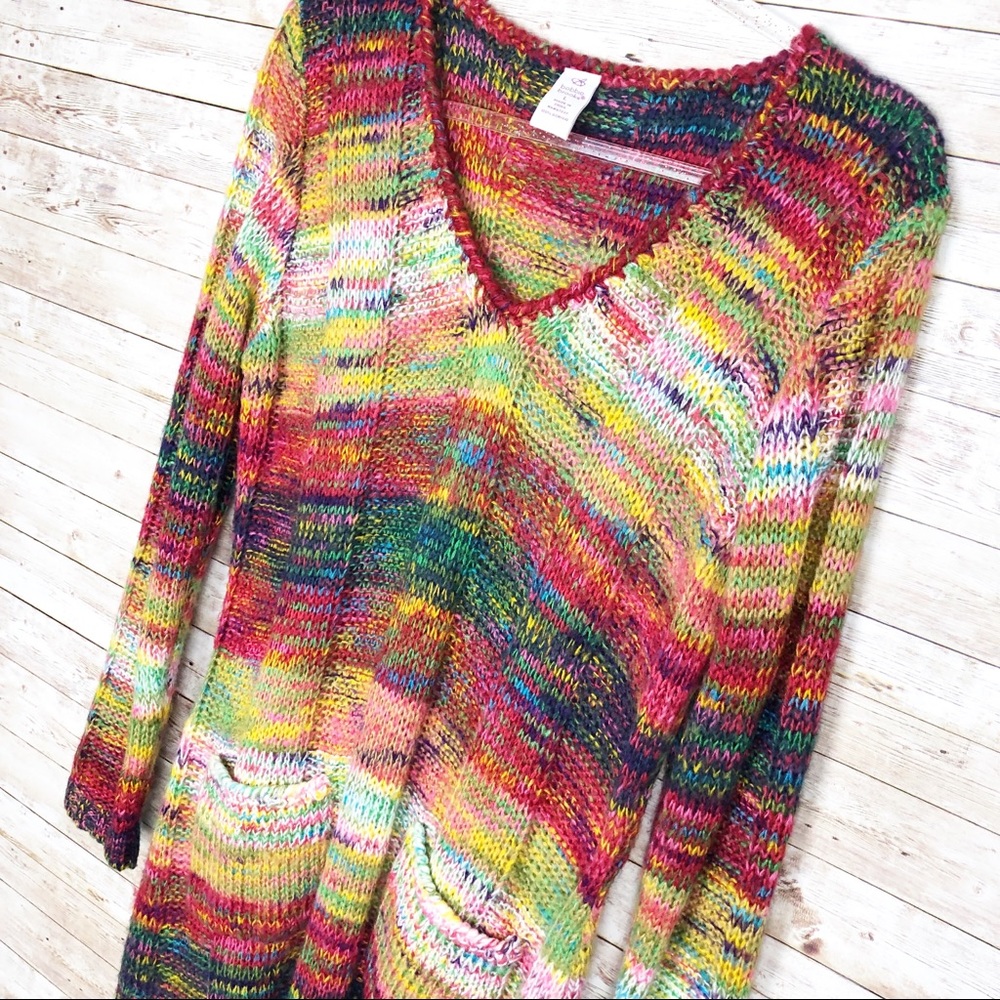 Bobbie Brooks Multi Color V-Neck Sweater, Sz L